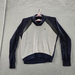 Michael Kors Men Sweatshirt XXL Navy Geometric Long Sleeve Shawl Collar